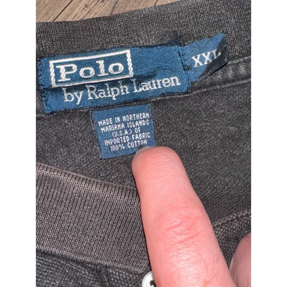 Polo Ralph Lauren Mens XXL Black Faded Pique Short Sleeve Pony Logo Polo Shirt
